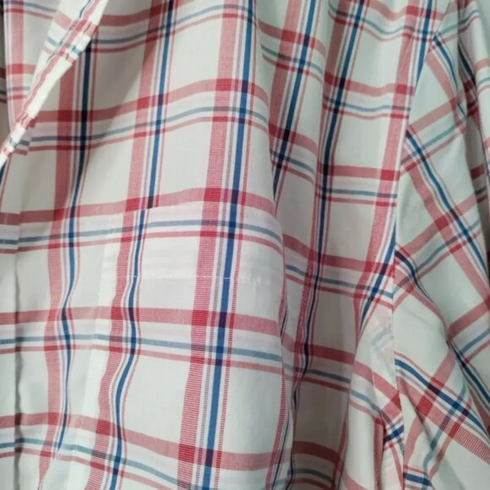 BANANA REPUBLIC Men L‎ Non Iron Classic Fit Red/Blue Button Travel Casual Shirt